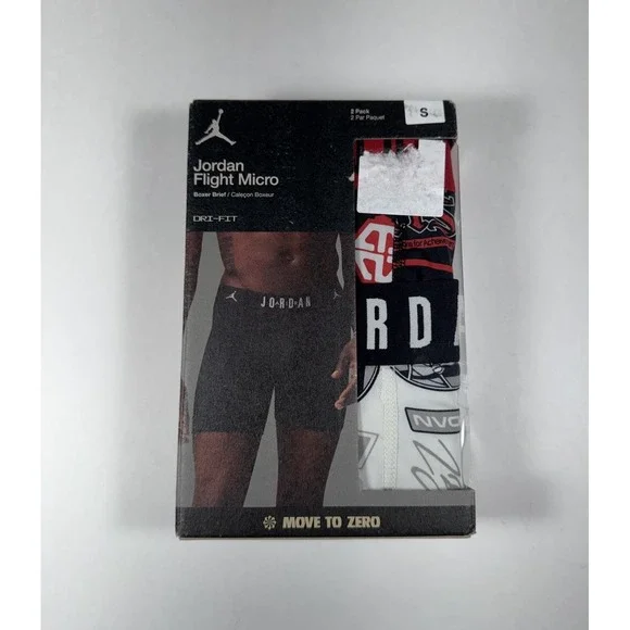 JORDAN Flight Micro Dri-Fit Boxer Briefs 2 Pack Black Red Men's Sz S (28-30) NEW - Picture 2 of 5
